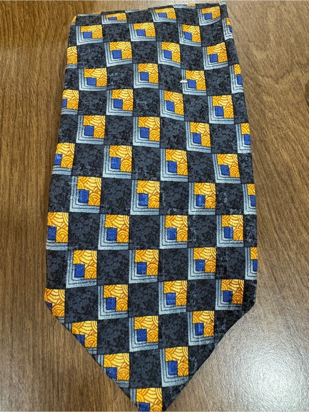 Givenchy Black, Yellow & Blue Geometric Silk Tie